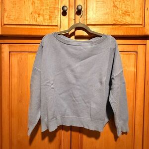 Women's Blue Off the Shoulder Sweater